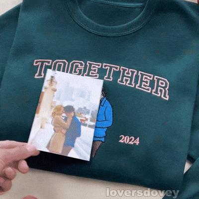 Loversdovey Personalized Embroidered Portrait from Photo Hoodie
