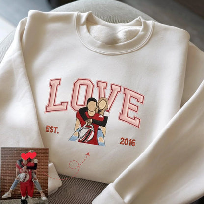 Personalized LOVE Embroidered Photo Sweatshirt Special for Valentines