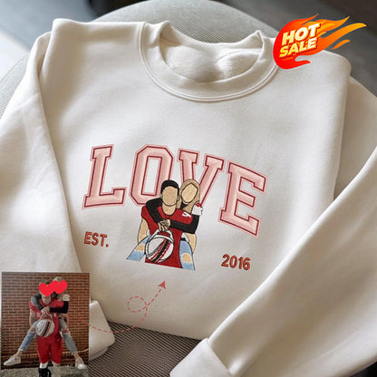 Personalized LOVE Embroidered Photo Sweatshirt Special for Valentines