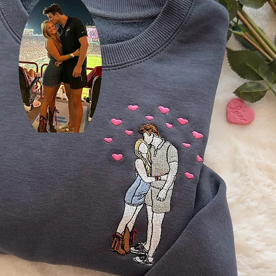 Personalized Embroidered Photo Sweatshirt Special for Valentines